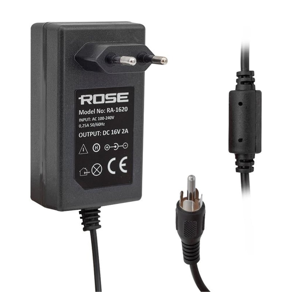 Rose Rose RA-1620 RCA Fişli 16 Volt - 2 Amper Priz Tipi RCA -TOS Fişli Santral Adaptörü - Santral Adaptörü