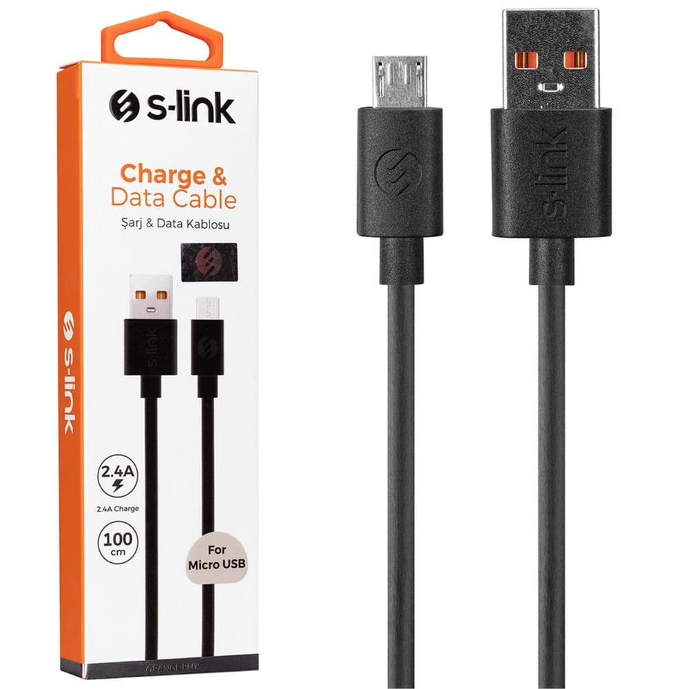 S-Link S-Link And-Kc19S 1 Metre Siyah 2.4 Amper Micro Usb Şarj + Data Kablosu - Telefon Ve Aksesuar