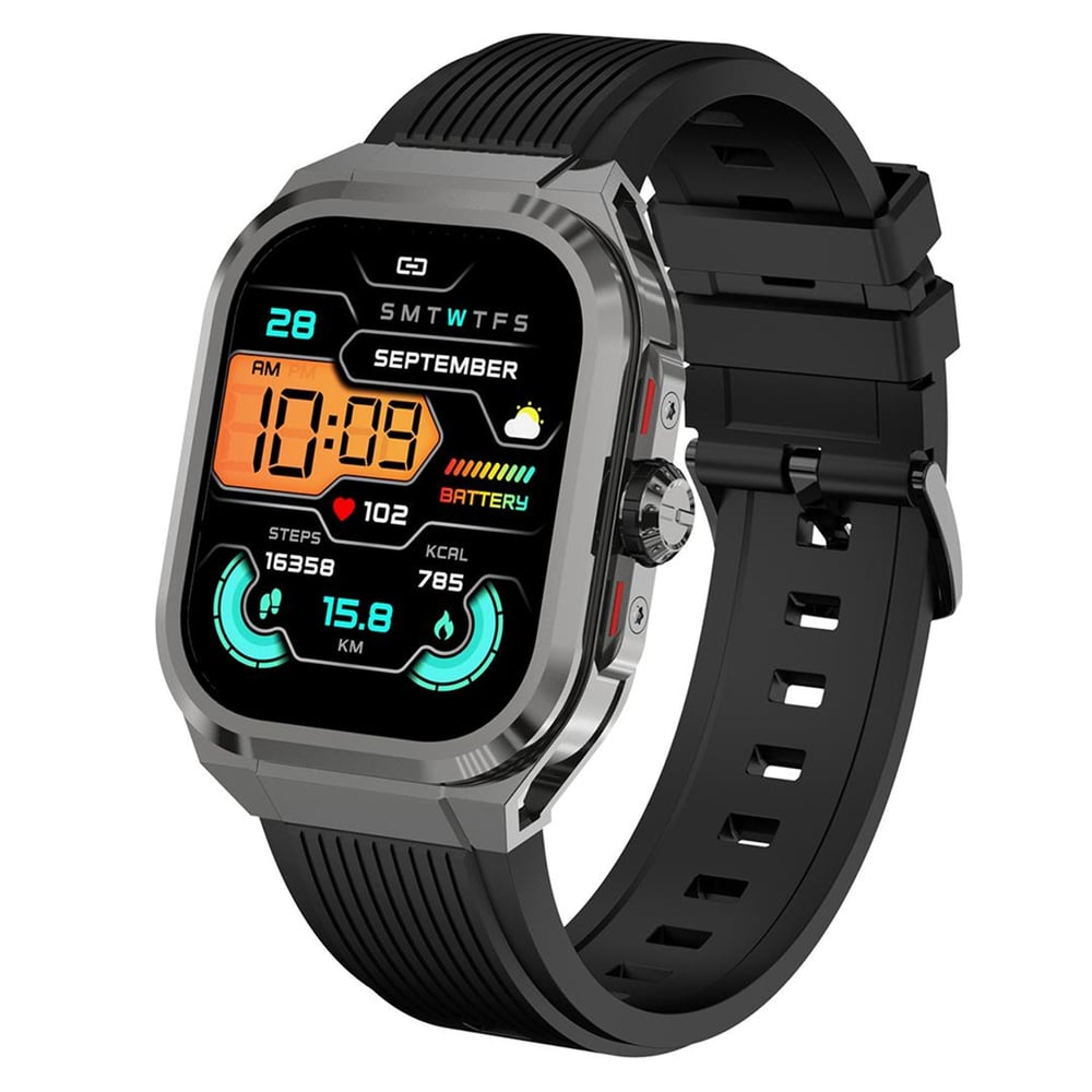 S-Link S-link Glowy W30 DaFit Uyumlu+ Bluetooth 1.96 Amodel Ekran 500mAh Batarya Siyah Akıllı Saat/ Smart Watch - Akıllı Saat