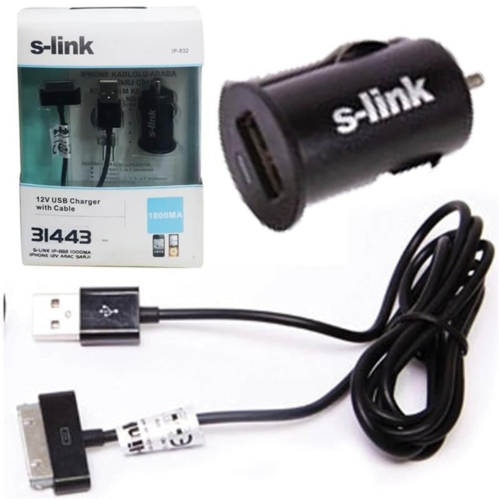 S-Link S-Link IP-832 1000mA iPhone 12V Araç Şarjı - Şarj Cihazları