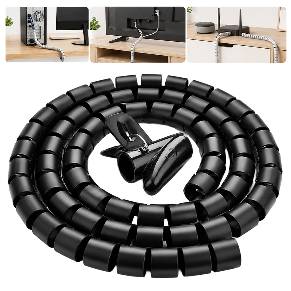 S-Link S-Link SL-195 28mm 20 Metre Siyah Spiral Kablo Düzenleyici Toplayıcı Pratik Uygulama Aparatlı - Kablolama Ekipmanları