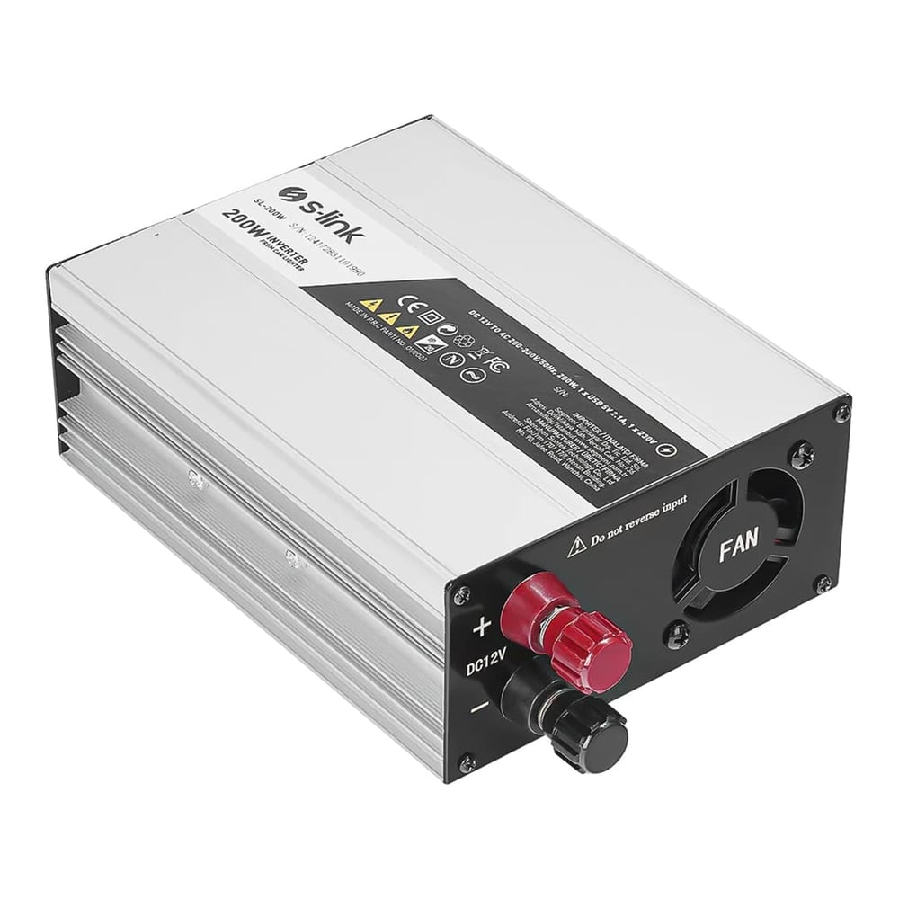 S-Link S-Link SL-200W-12 200 Watt DC 12V - AC 230V Anahtarlı Tek USB Portlu Çakmaktan Power Inverter - İnvertörler-Konvertörler