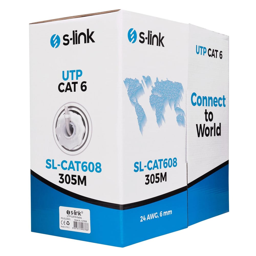 S-Link S-Link SL-CAT608 Gri 24 Awg 305 Metre Utp Cat6 Kablo - Network Kabloları