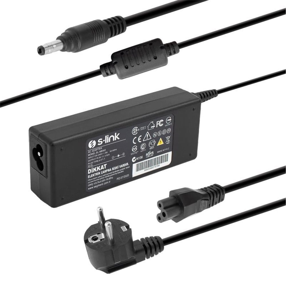 S-Link S-Link SL-NBA52 Notebook Adaptör Dell 19.5 Volt 4.62 A  4.0 x 1.7 Uç - Adaptörler