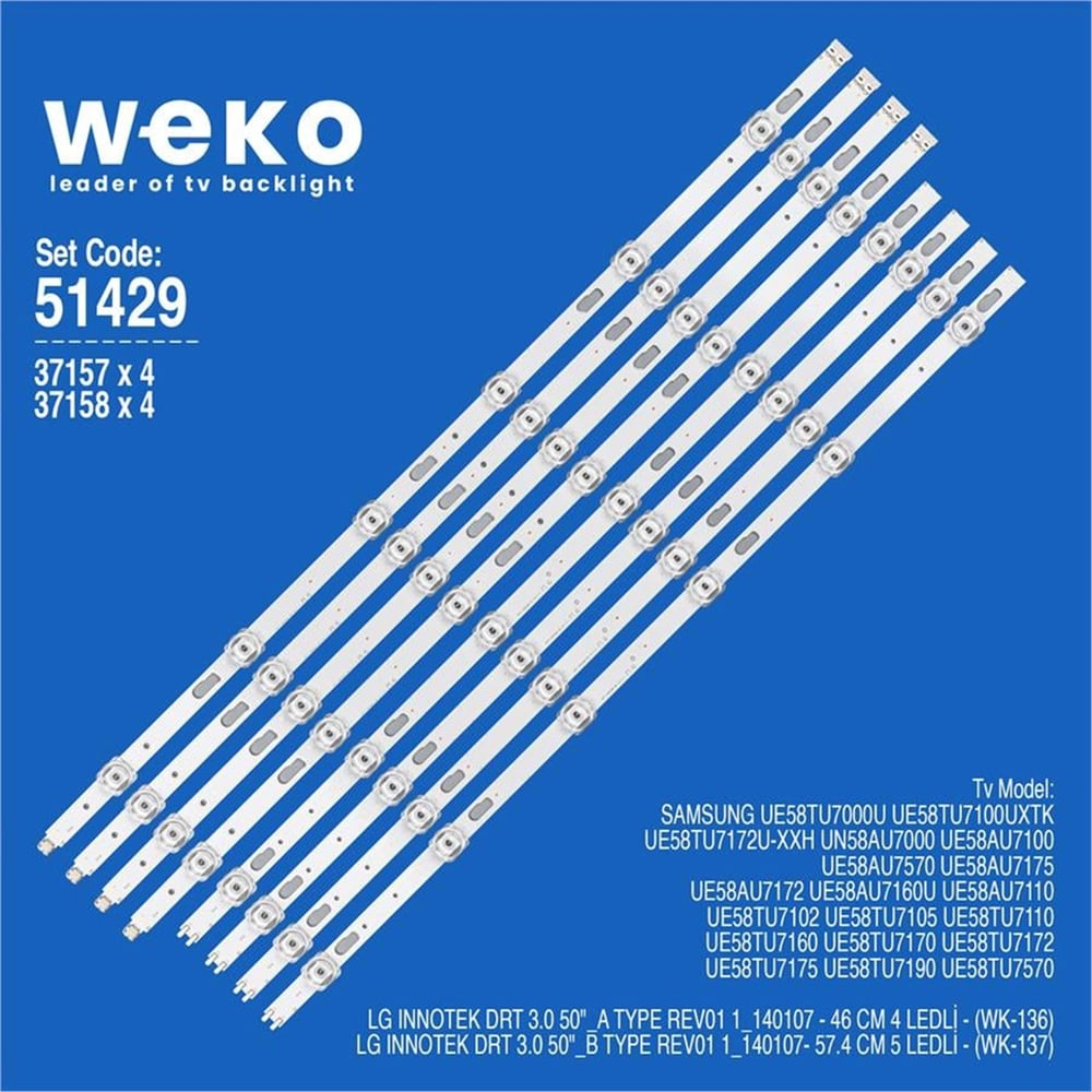Weko Samsung UE58TU7100UXTK 58'' 8 Adet Tv Led Bar - Samsung Led Bar