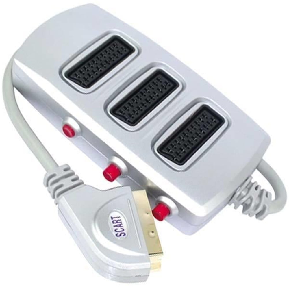 Elektromer Scart Dağıtıcı 3 lü Silver Butonlu - Scart Dağıtıcılar