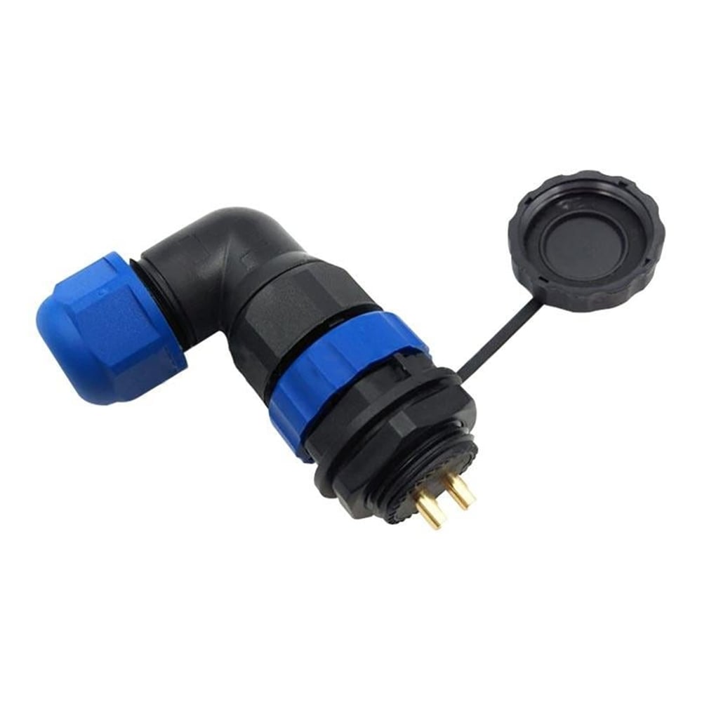 Powermaster SD20 Su Geçirmez 2 Pin 20 Mm Yuvarlak Konnektör 90° Dirsek - Fiş - Jack - Şase - Buton - Konnektör