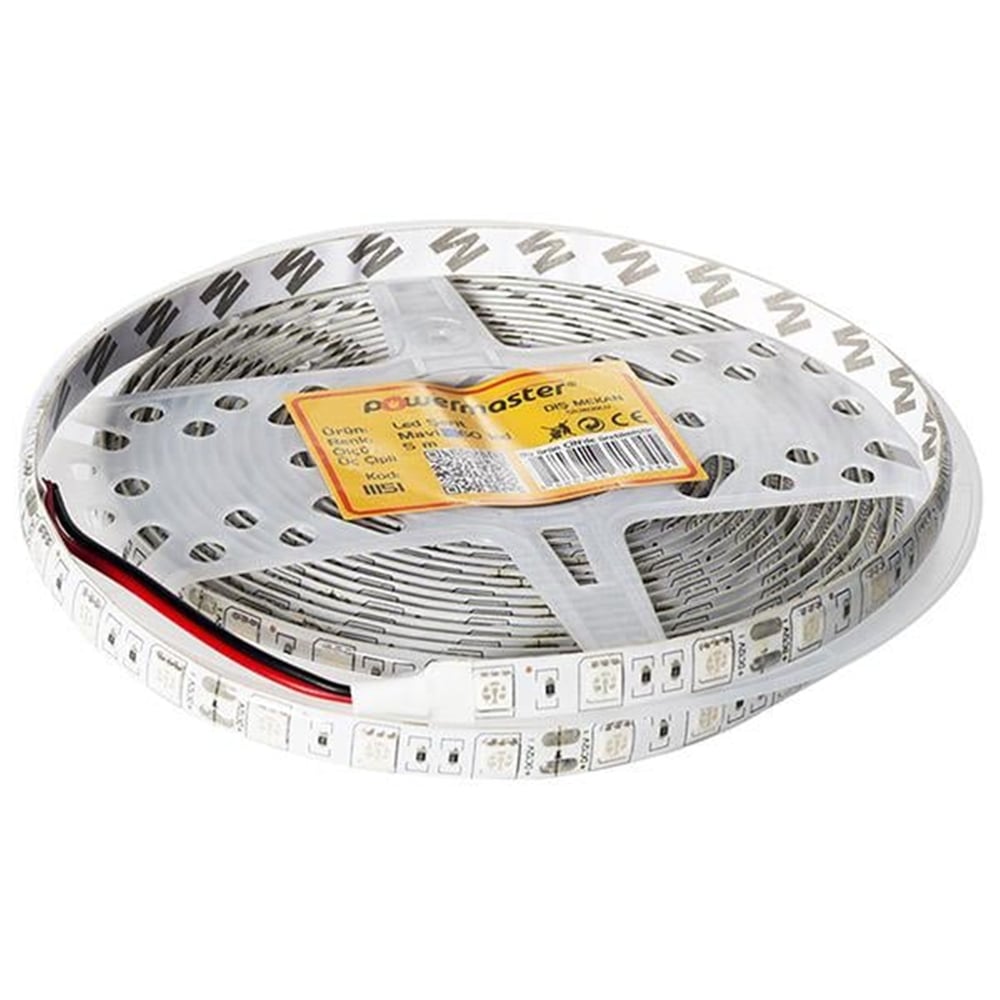 Powermaster Şerit Led Amt Mavi Dış Mekan Silikonlu 3 Çipli 5 Metre - Şerit Ledler