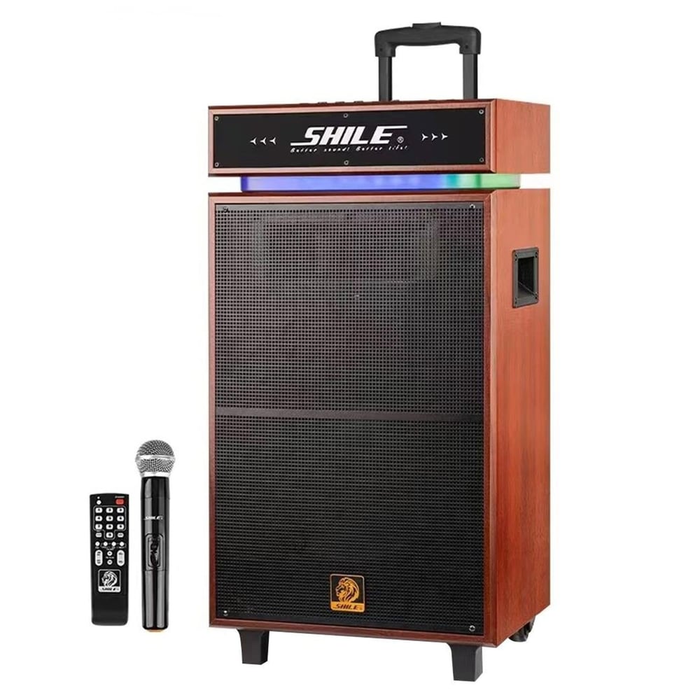 Shile Shile SD-7 150 Watt Seyyar Taşınabilir Aktif Amfi Hoparlör Kablolu EL Mikrofonlu Kumandalı USB+SD+BT - Hazır Ses Sistemleri