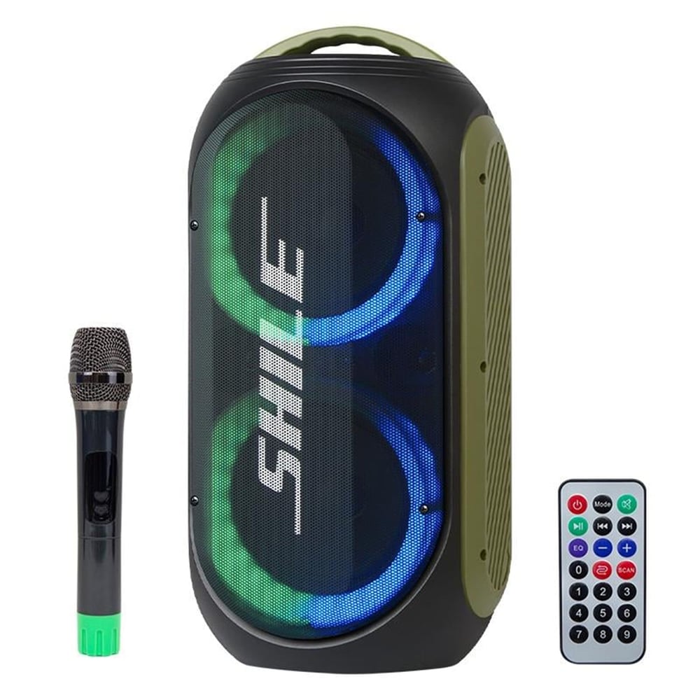Shile Shile SL-2019A El Mikrofonlu-Kumandalı USB/SD/BT Işıklı Taşınabilir Şarjlı Seyyar Anfi - Taşınabilir Amfi