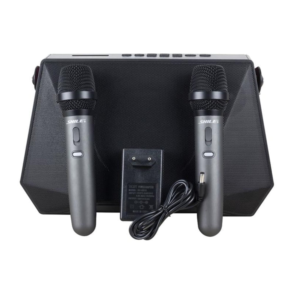 Shile Shile SL-3A İki El Mikrofonlu Kumandalı USB/SD/BT Portatif Hoparlör - Taşınabilir Amfi