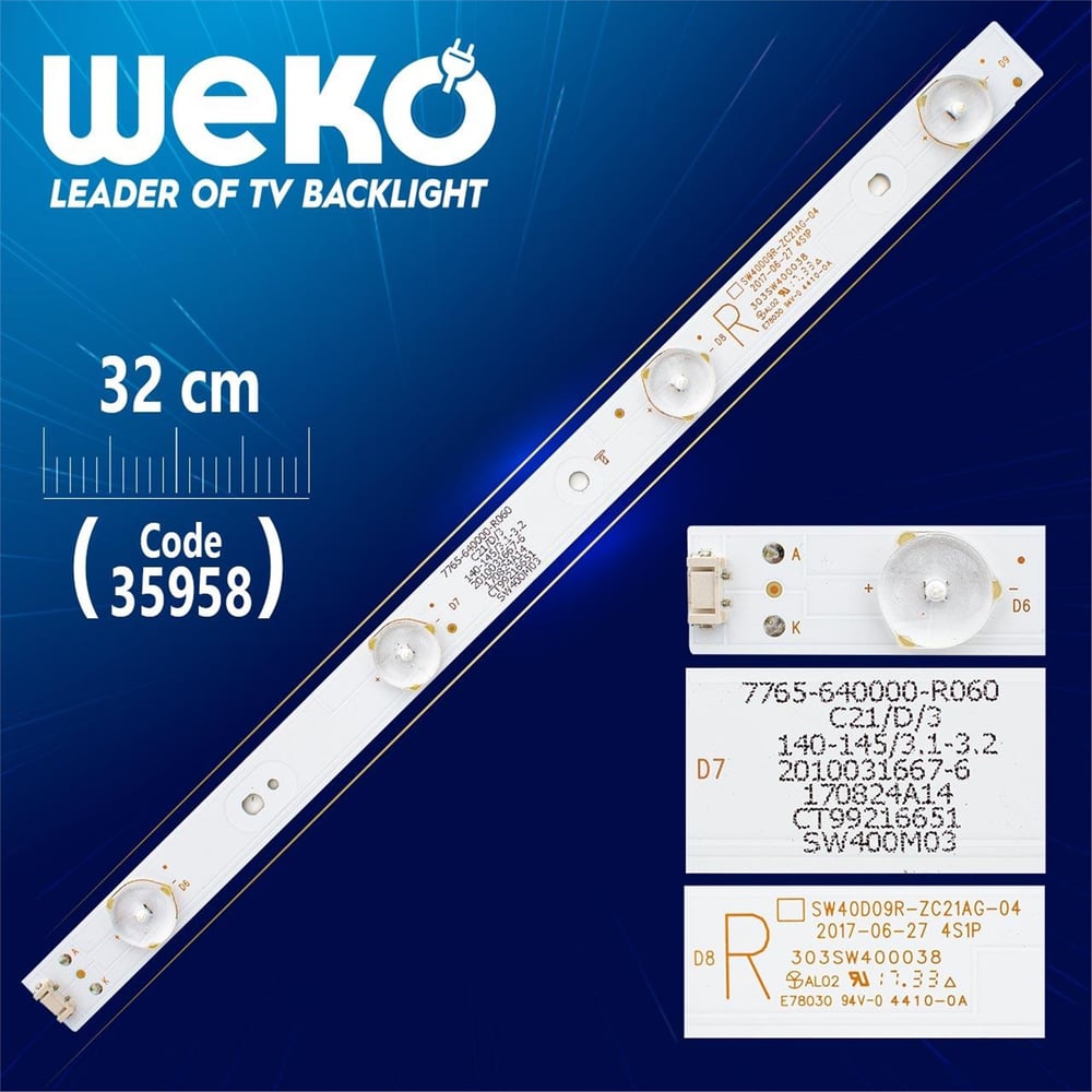 Weko SW40D09R-ZC21AG-04 32 Cm 4 Ledli Tv Led Bar - Tv Led Bar