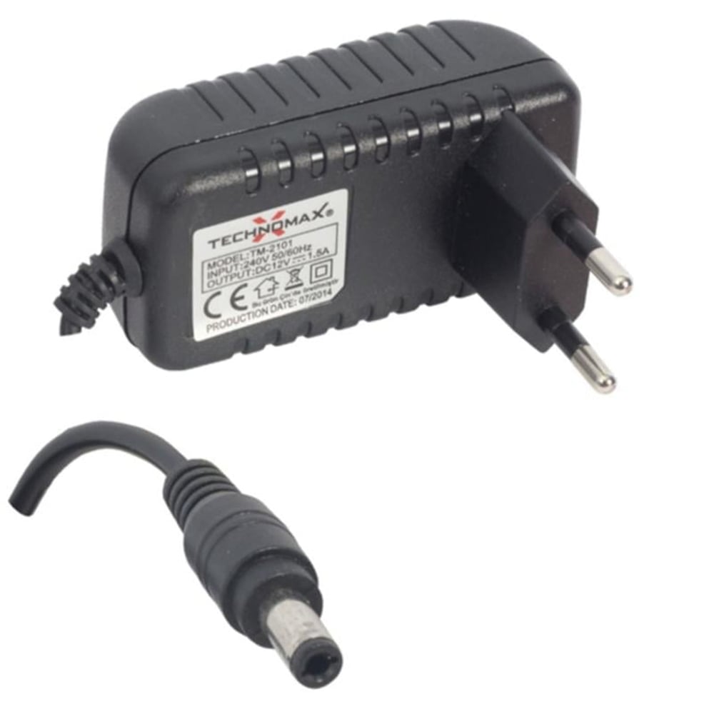 Technomax Technomax 12 Volt - 1.5 Amper Plastik Kasa 5.5*2.5 Uç Priz Tipi Adaptör TM-2101 - Adaptörler