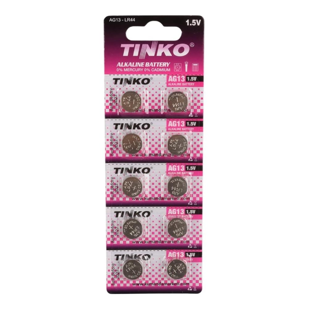 Tinko Tinko C-1106A AG13 LR44 A76 1.5 Volt Alkalin Düğme Pil (10'lu Paket) - Düğme Piller