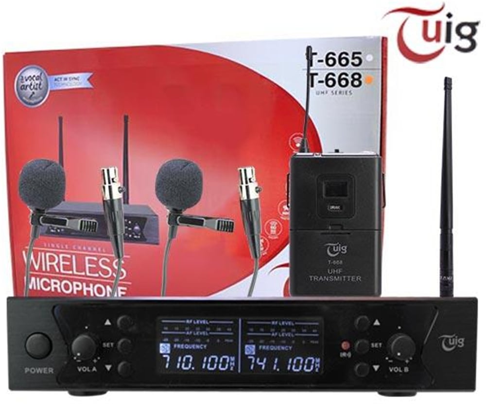Oem Tuig T-668 2 Yaka-2 Kanal Kablosuz UHF  Telsiz Mikrofon - Kablosuz Mikrofonlar