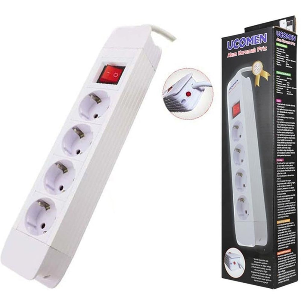 Ucomen Ucomen 4 lü Akım Korumalı Priz 2 Metre - Akım Korumalı Prizler