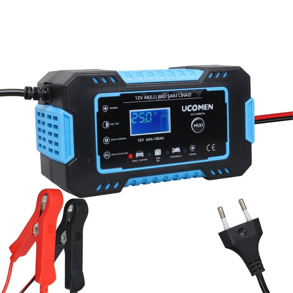 Ucomen Ucomen UC-C120501A Mavi 12 Volt 6 Amper Led Göstergeli Akü Şarj Cihazı - Akü Şarj Cihazları