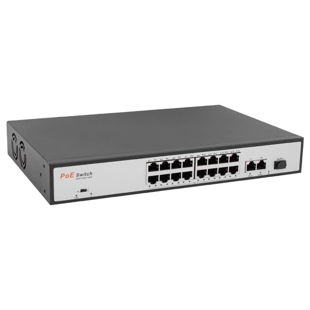 Uranium Uranium POE-1621SFP 2X Gigabit Uplink 16 Port 10/100 Mbps POE Switch - Ethernet Switch