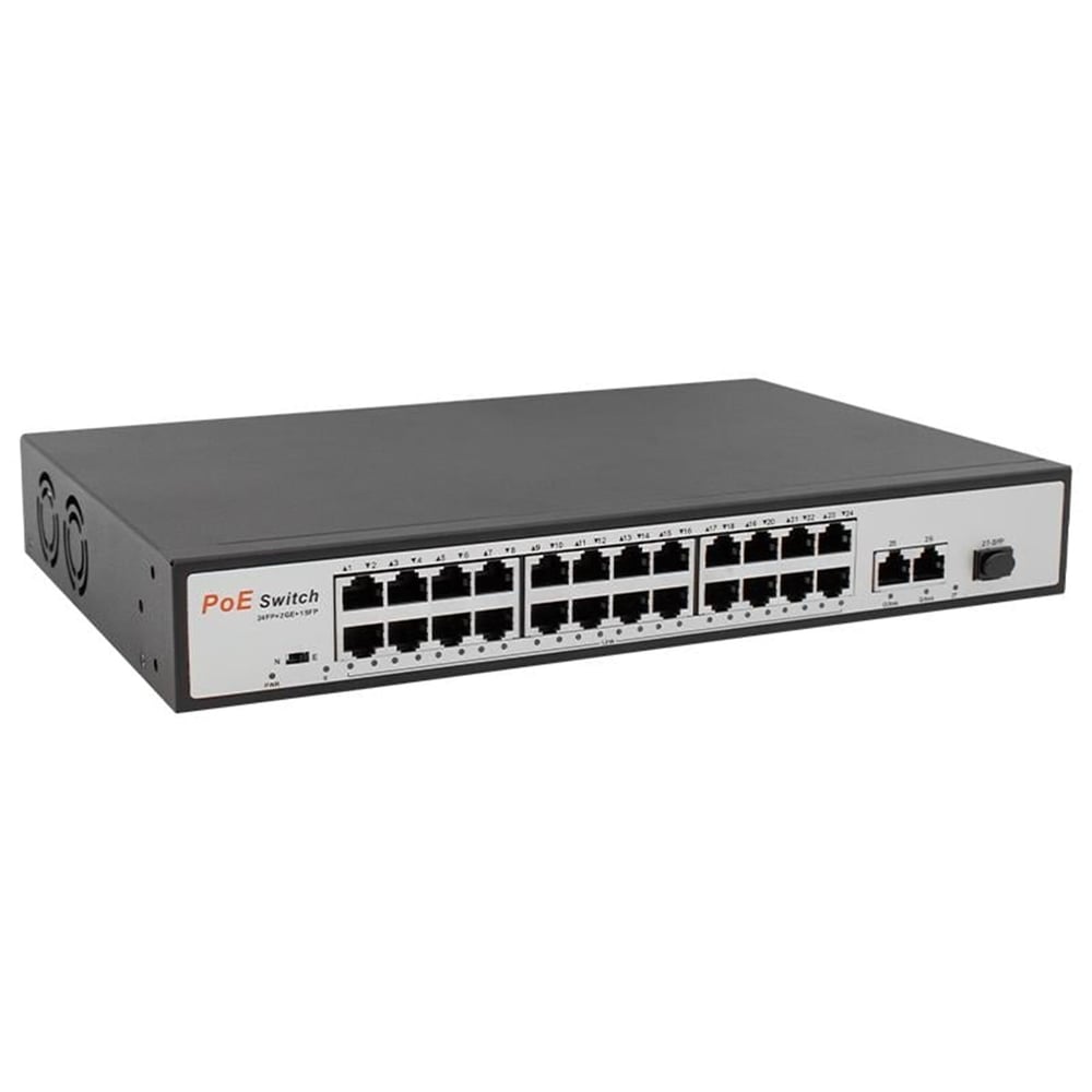 Uranium Uranium POE-2421SFP 2X Gigabit Uplink 1X SFP 10/100 Mbps 24 Port Poe Switch 360 Watt - Ethernet Switch