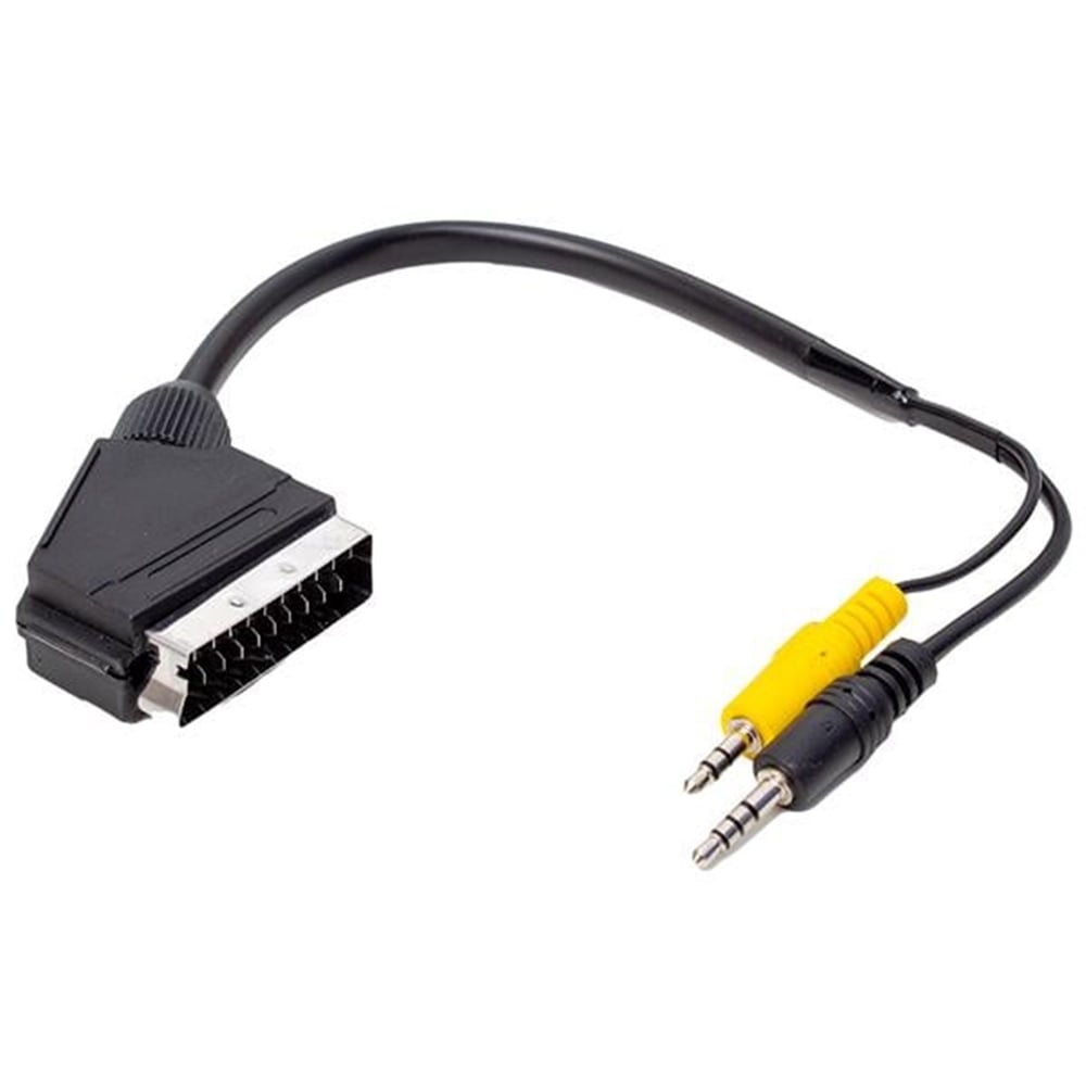 Powermaster Uydu Alıcısı AV Kablo 3.5 Mm Stereo Erkek-Scart Kablo 35 Cm Uzun-Kısa Jack Bir Arada - Uydu Ekipmanları