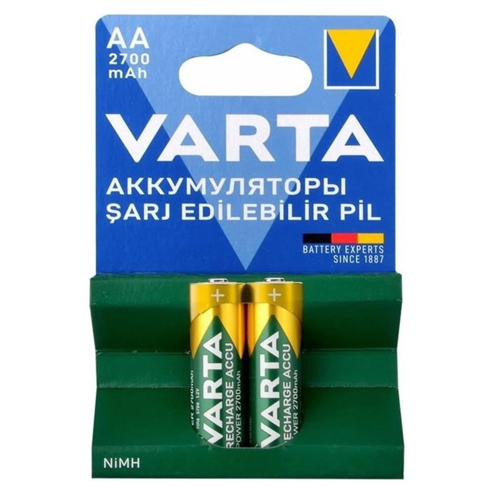 Varta Varta Ni-Mh 1.2V 2700 mAh HR6 Şarj Edilebilir Şarjlı AA Kalem Pil (2'li Paket) - Şarjlı Piller