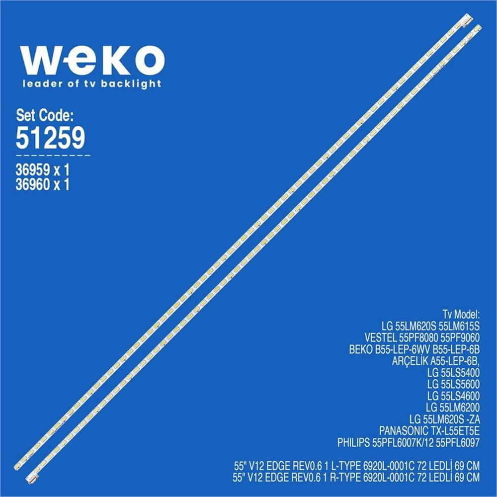 Weko Vestel 55PF8080 55'' 2 Adet Tv Led Bar - Vestel Led Bar