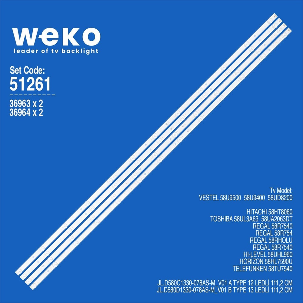 Weko Vestel 58UD8200 58'' 4 Adet Tv Led Bar - Vestel Led Bar