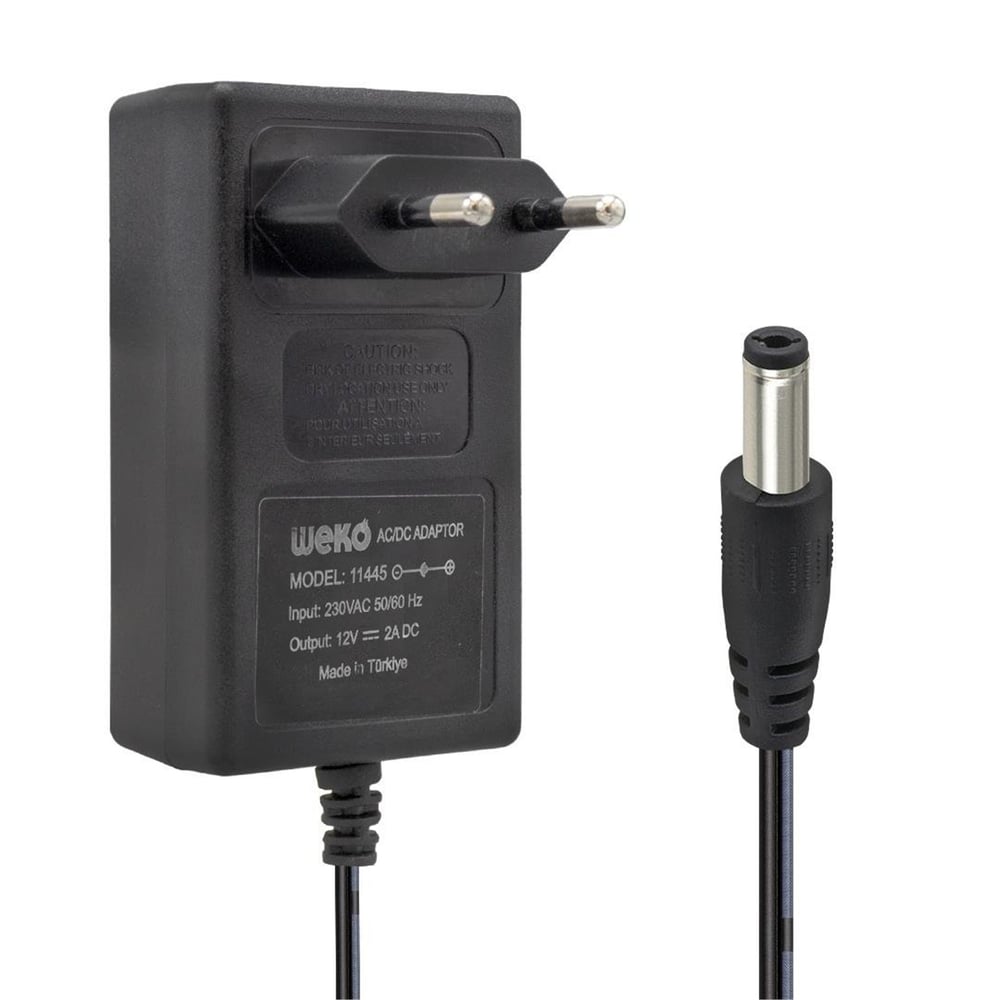 Weko Weko 12 Volt 2 Amper 24 Watt Plastik Kasa Priz Tipi Adaptör (5.5x2.5 Uçlu) - Adaptörler