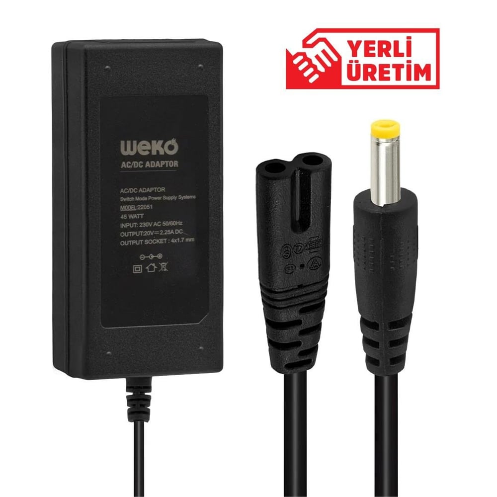 Weko Weko 20 Volt 2.25 Amper 4.0x1.7mm Uçlu Notebook Adaptör - Laptop Adaptörleri