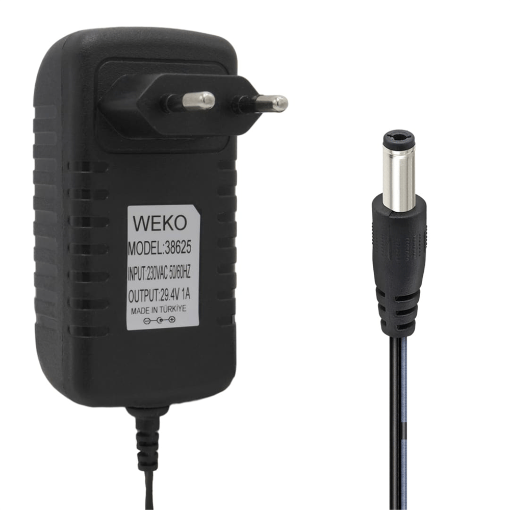 Weko Weko 29.4 Volt - 1 Amper 5.5x2.5mm Uçlu Yerli Üretim Priz Tipi Adaptör 1.2 Metre Uzunluk - Şarj Adaptörü