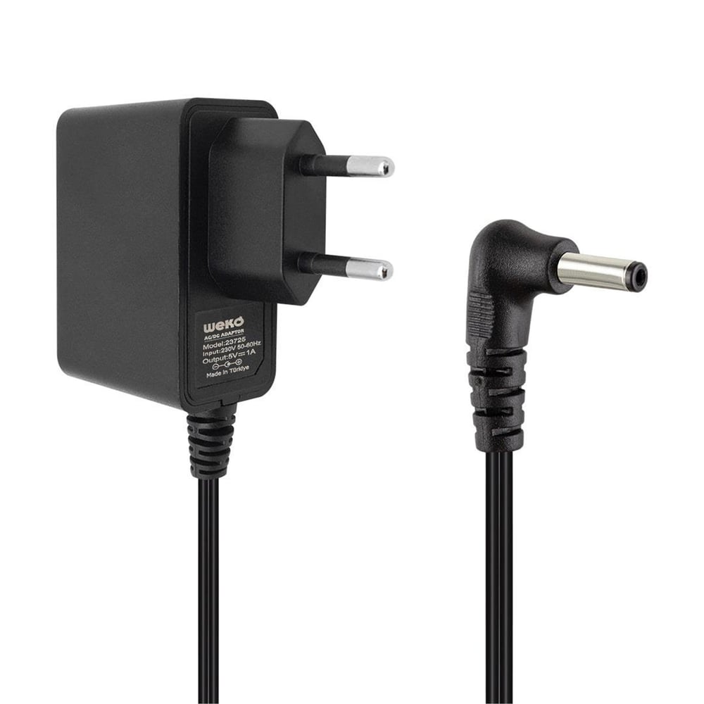 Weko Weko 5 Volt - 1 Amper 3.5*1.35 Uçlu Yerli Üretim Plastik Kasa Priz Tipi Adaptör - Akü Şarj Cihazları
