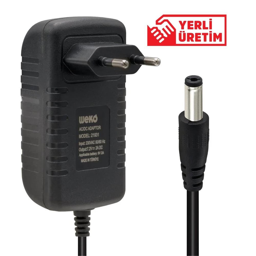 Weko Weko 7.2 Volt - 2 Amper 5.5 x 2.5 Uçlu Ledli Yerli Üretim Akü Şarj Cihazı (Out:6v-2a) - Akü Şarj Cihazları