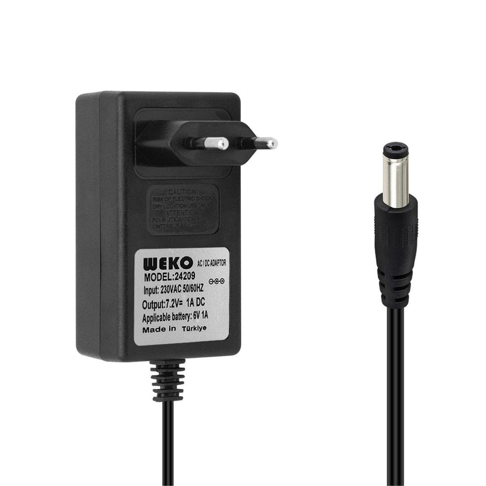 Weko Weko 7.2Volt - 1Amper 5.5x2.5 Uçlu Ledli Yerli Üretim Priz Tipi Adaptör - Akü Şarj Cihazları