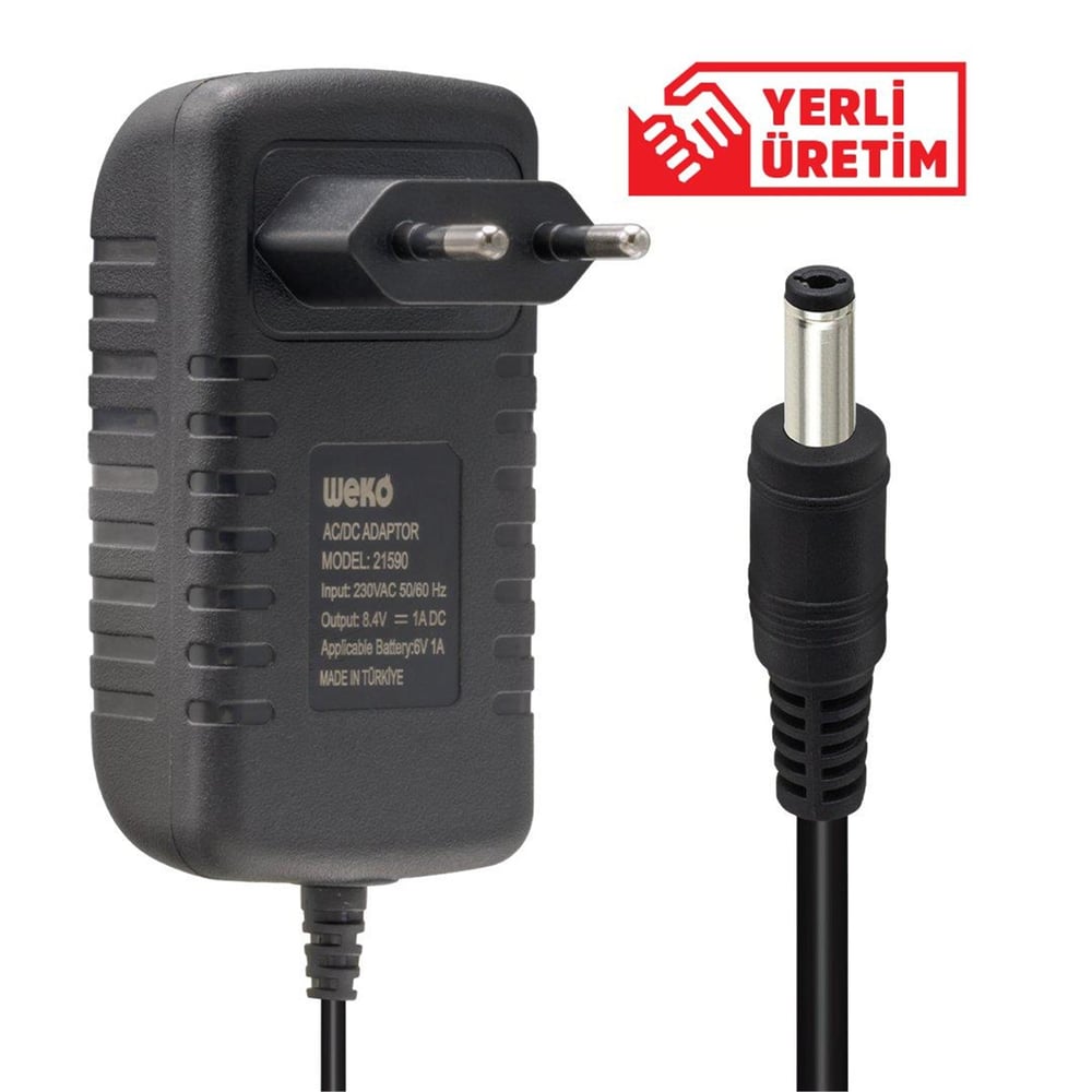 Weko Weko 8.4 Volt - 1 Amper 8.4 Watt 5.5*2.5 Uçlu Lityum Pil Ledli Yerli Üretim Şarj Adaptörü - Adaptörler