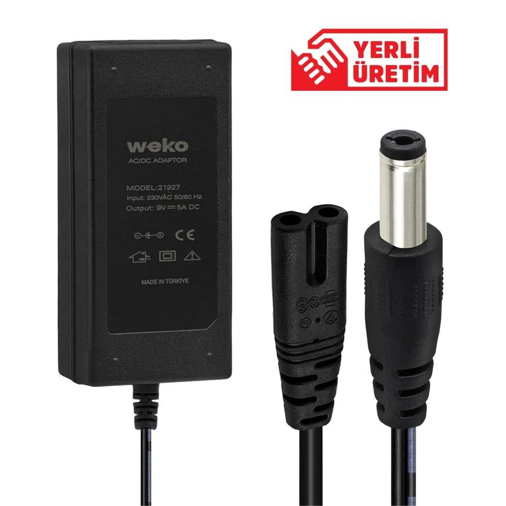 Weko Weko 9 Volt - 5 Amper Masaüstü Adaptör 5.5*2.5 Mm Uçlu Yerli̇ Üreti̇m - Yazar Kasa - Pos Adaptörü