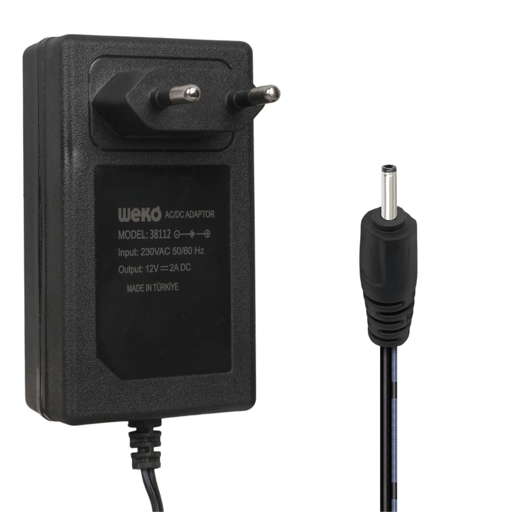 Weko Weko WK-38112 Yerli Üretim 12 Volt - 2 Amper 2.5*0.7 Mm Uçlu Priz Tipi Adaptör - Şarj Adaptörü
