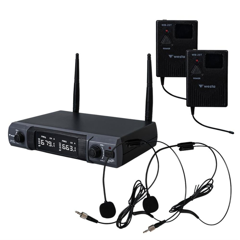 Westa Westa WM-202T 1 Alıcı + 2 Yaka (Lavalier) Kablosuz Uhf Mikrofon Seti - Kablosuz Mikrofonlar