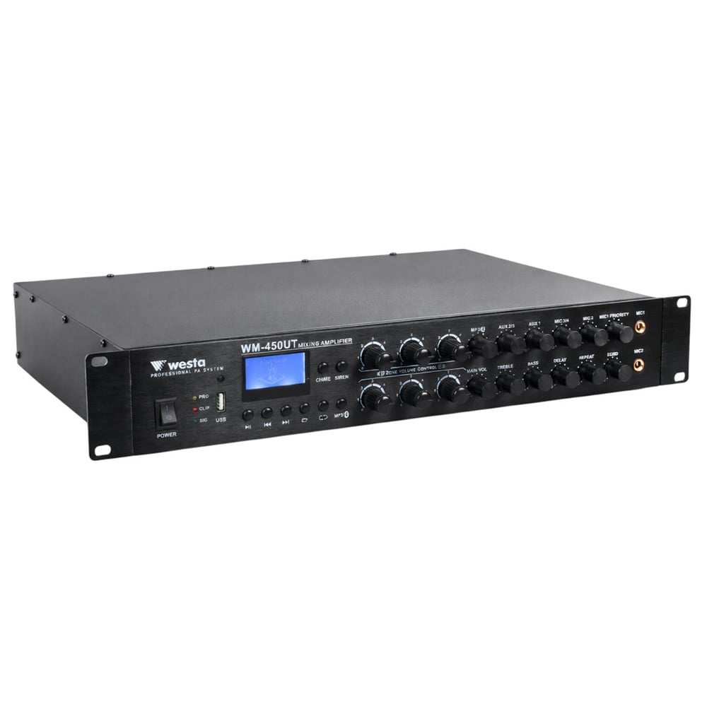 Reyonex Westa Wm-450Ut 450W 100V/70V/4-16 Ohm Usb/Eko/Bt/Uk 6 Bölgeli 4 Mik Giriş Trafolu Anfi - Seslendirme Anfileri