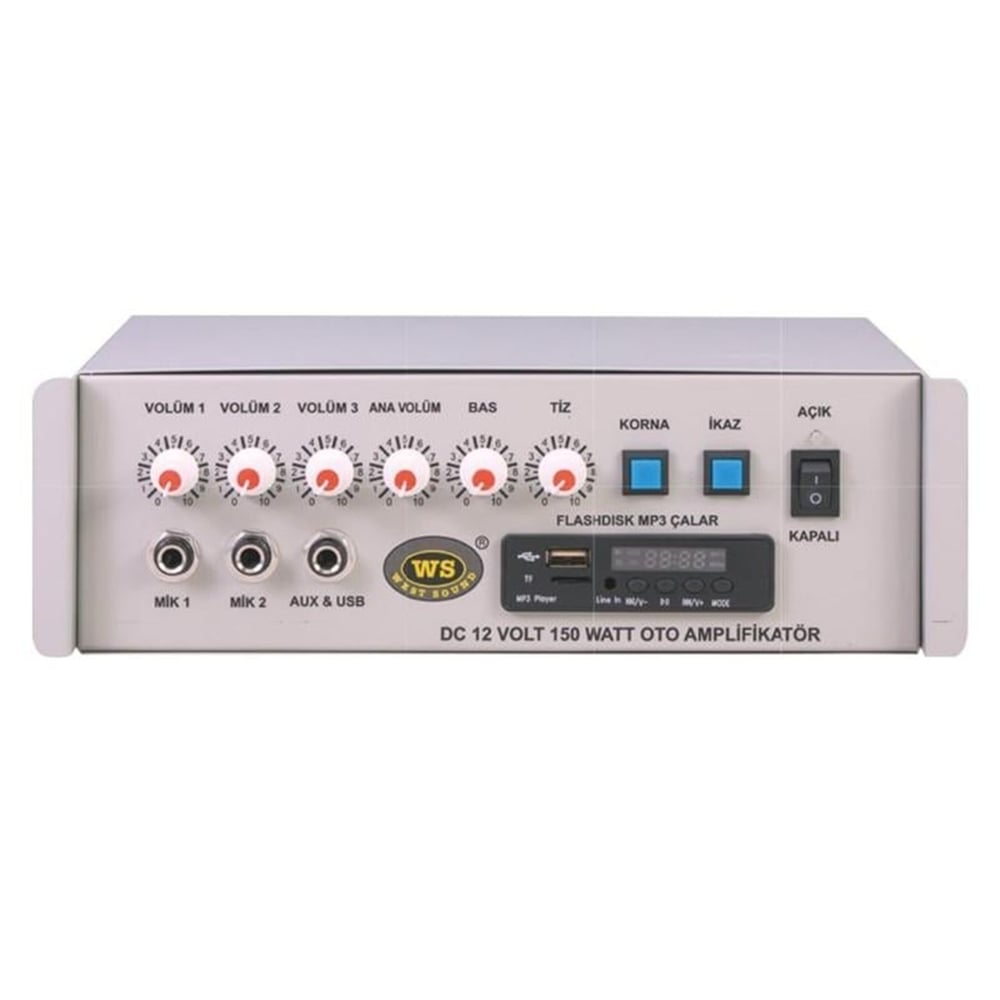 Westsound Westsound TKS-150 M 12 Volt 150 Watt Araç Trafosuz Anfi Mixer - Seslendirme Amfileri