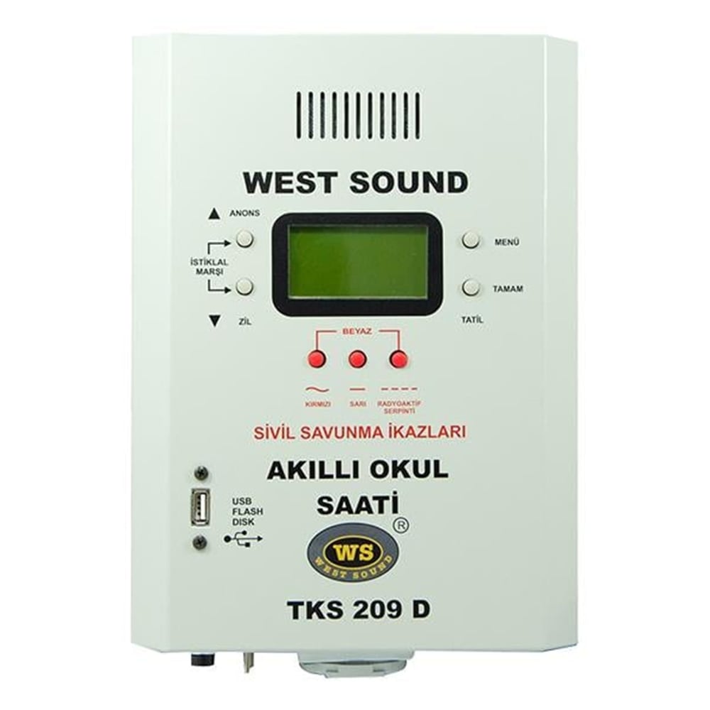 Westsound Westsound TKS-209D Usb Duvar Tipi Söz İkazlı Akıllı Okul Saati - Okul Zili