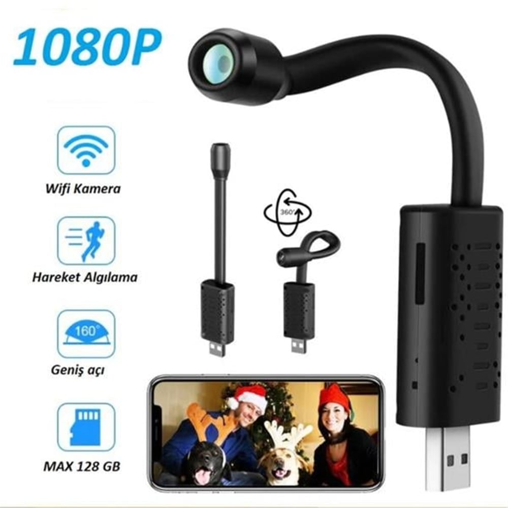 Oem Wıfıcam - 128 Gb Hafıza Kartı Desteği - Hareket Algılama - Usb Girişli Mini Kamera - Güvenlik Kamerası