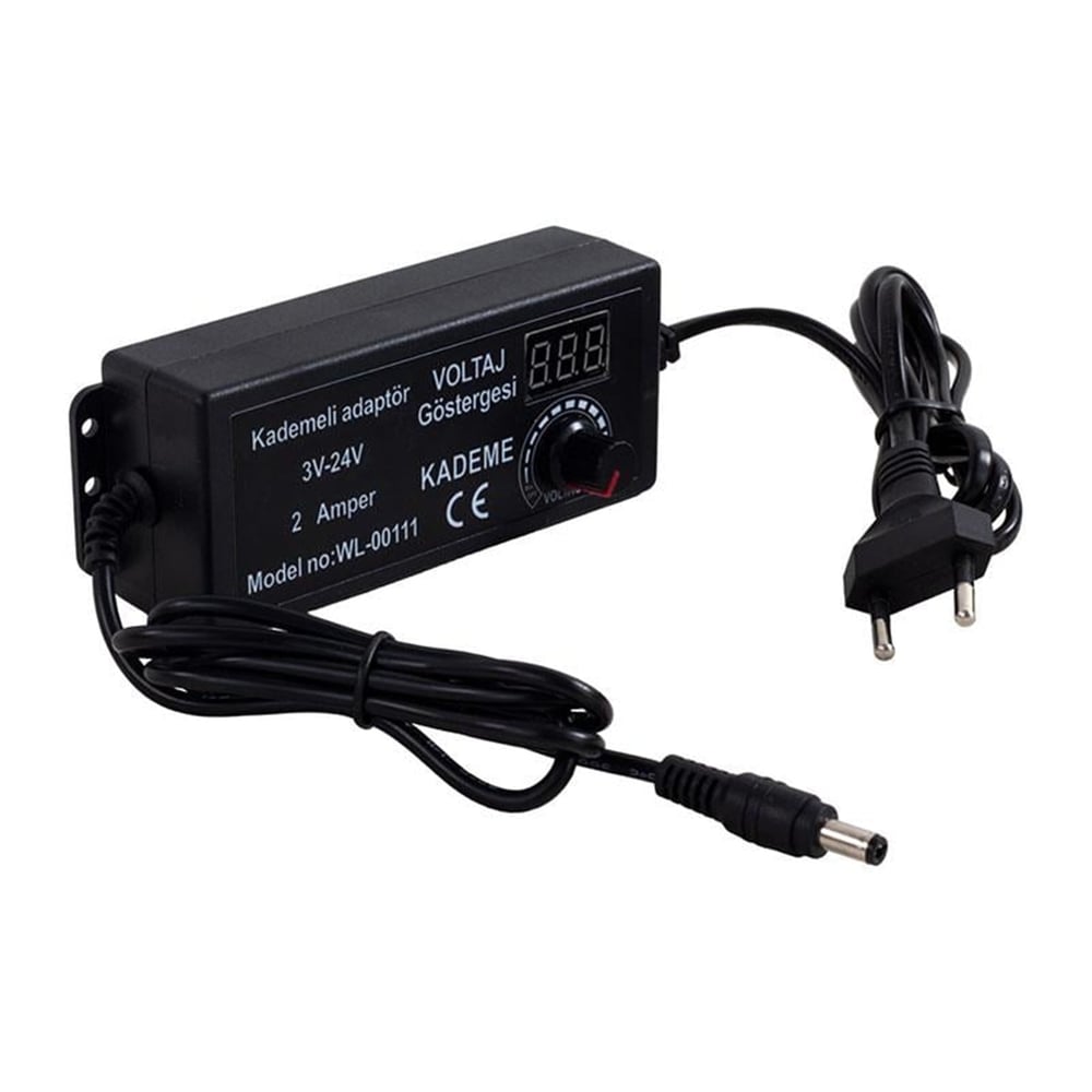 Winlight Winlight 3 Volt - 24 Volt 2 Amper 5.5x2.5mm Uçlu Dıgıtal Ekranlı Ayarlı Kademeli Adaptör WL-00111 - Adaptörler