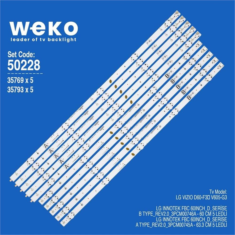 Weko Wkset-5228 35769X5 35793X5 Lg Innotek Fbc 60Inch_D_Serise 10 Adet Led Bar - Tv Led Bar