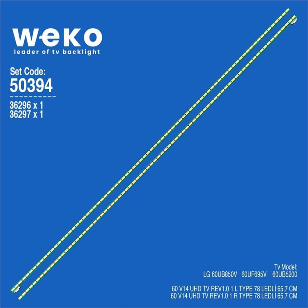 Weko Wkset-5394 36296X1 36297X1 60 V14 Uhd Tv Rev1.0 2 Adet Led Bar (78Led) - Tv Led Bar