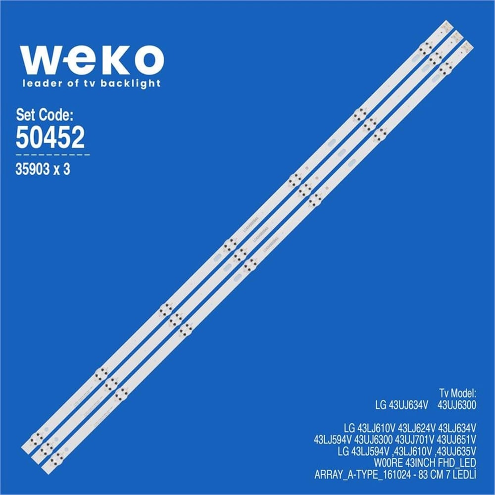 Weko Wkset-5452 35903X3 W00re 43Inch Fhd_Led Array_A-Type_161024 3 Adet Led Bar - Tv Led Bar