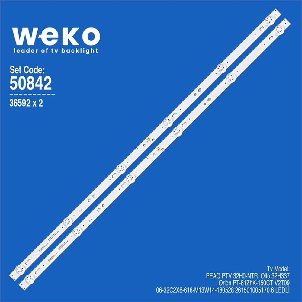 Weko Wkset-5842 36592X2 06-32C2X6-618-M13W14-180528 261501005170 2 Adet Led Bar (3V6led61,8Cm) - Tv Led Bar