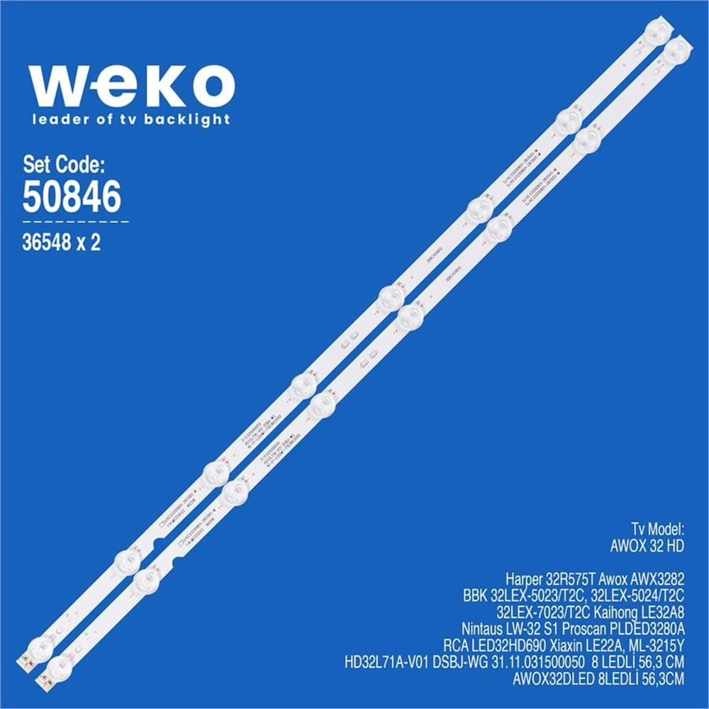 Weko Wkset-5846 36548X2 Hd32l71a-V01 Dsbj-Wg 31.11.031500050 2 Adet Led Bar - Tv Led Bar