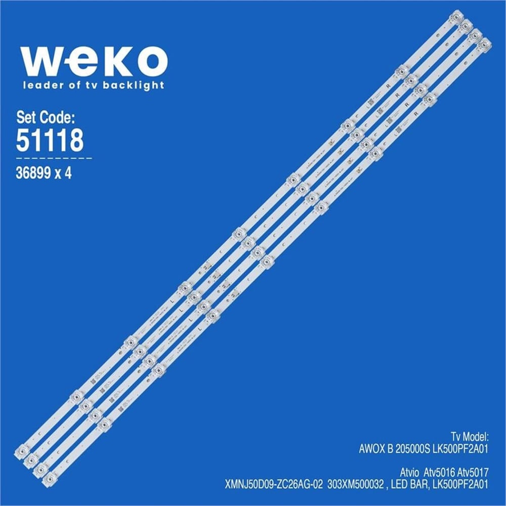 Weko Wkset-6118 36899X4 Xmnj50d09-Zc26ag-02 9S1P   303Xm500032 4 Adet Led Bar - Tv Led Bar