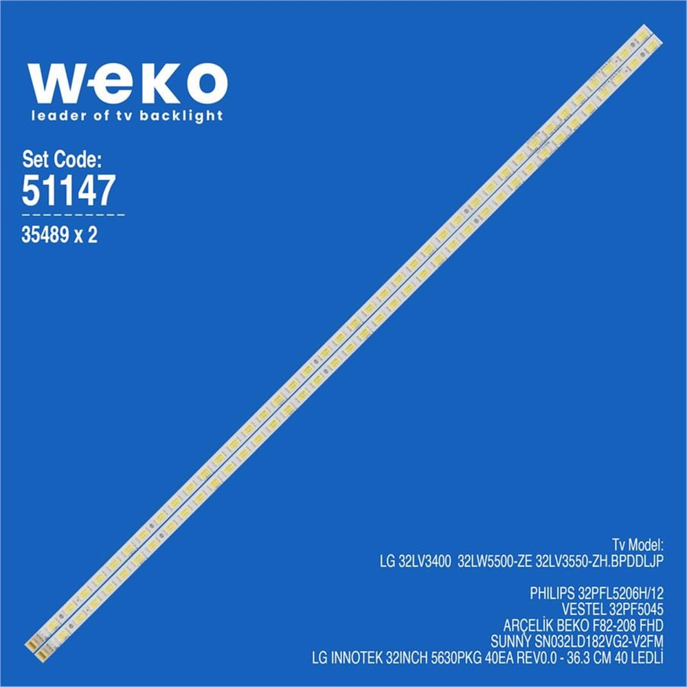 Weko Wkset-6147 35489X2 Lg Innotek 32Inch 5630Pkg 40Ea Rev0.0 2 Adet Led Bar (40Led) - Tv Led Bar