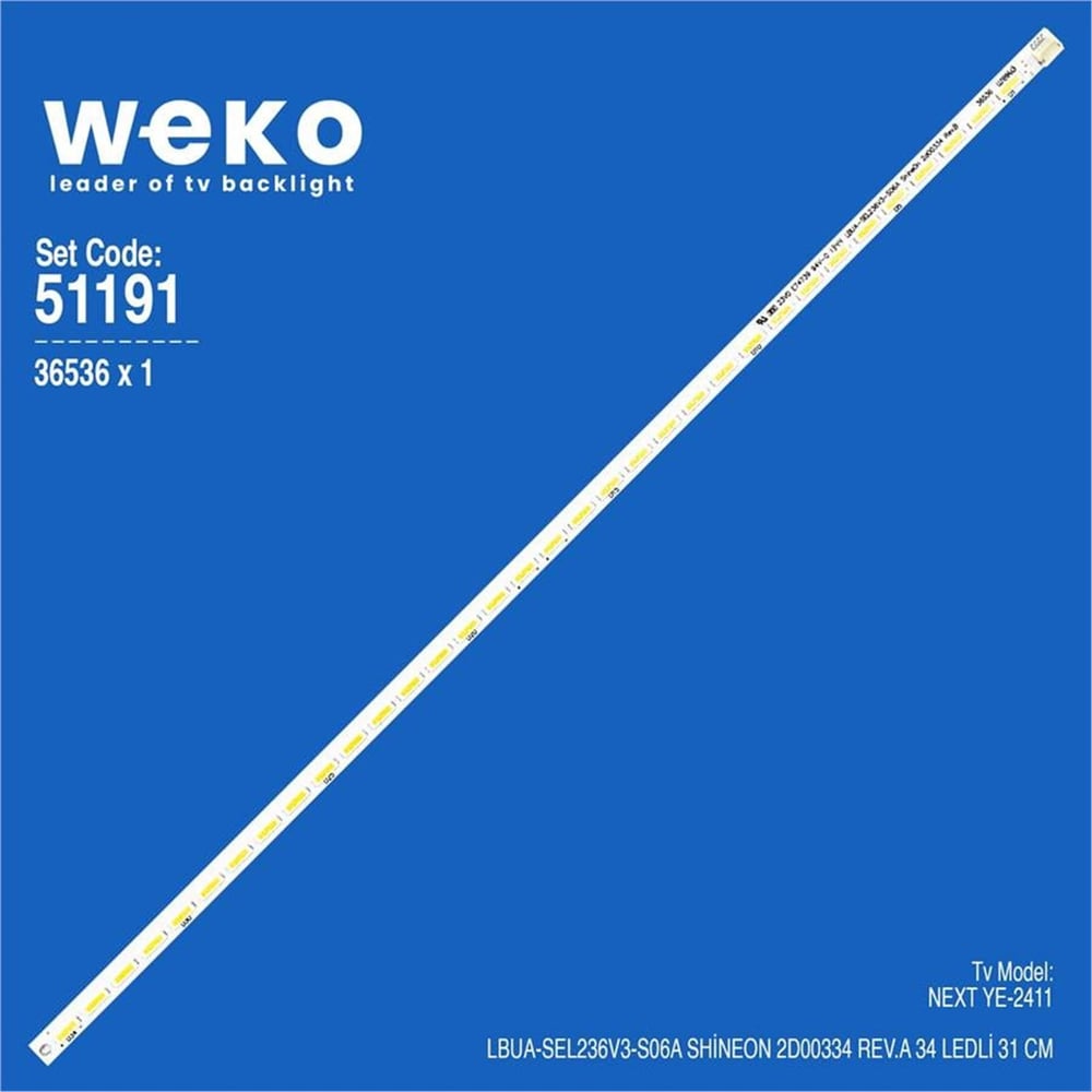 Weko Wkset-6191 36536X1 Lbua-Sel236v3-S06A Shineon 2D00334 Rev.A  1 Adet Led Bar (34Led) - Tv Led Bar